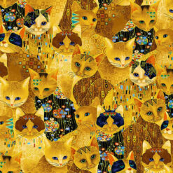 Timeless Treasures Fabric Bejeweled Cat Cleo CM1881 Gold 15 yard bolt