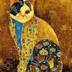 Timeless Treasures Fabric Bejeweled Cat Cleo Panel CM1880 Gold 15 yard bolt