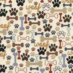 Timeless Treasures Fabric Dog Bone & Paws C2372 Cream 15 yard bolt