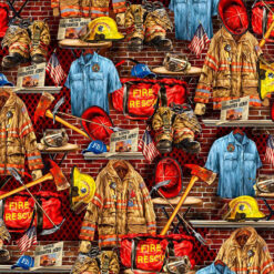 Timeless Treasures Fabric Fire Fighter Dona CD2998 Multi 15 yard bolt