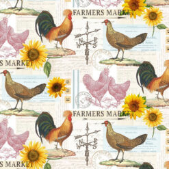 Timeless Treasures Fabric Poultry Farmers Market Farm-CD2742 Cream 15 yard bolt