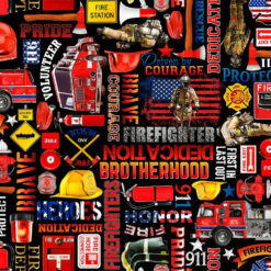 Timeless Treasures Fabric Fire Fighter Fire CD1987 Black 15 yard bolt