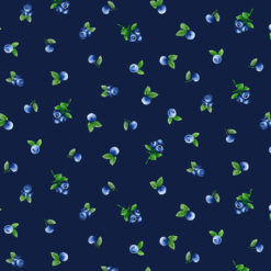 SALE Timeless Treasures Fabric Blueberry Delight Fruit CD1747 Navy, By The Yard