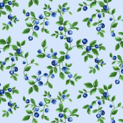 Timeless Treasures Fabric Blueberry Delight Fruit CD1751 Sky 15 yard bolt