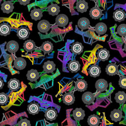 Timeless Treasures Fabric Monster Truck Fun-CD2168  Black 15 yard bolt