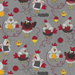 Timeless Treasures Fabric Knitting Chicken Fun GAIL C5605 Grey 15 yard bolt