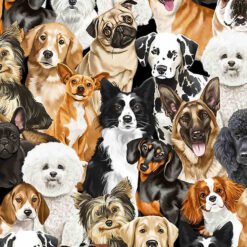 Timeless Treasures Fabric Realistic Dogs GM-C8553 Multi 15 yard bolt
