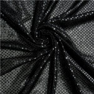 Luxe Stretch Confetti Sequin Dot Fabric Black 25 yard bolt