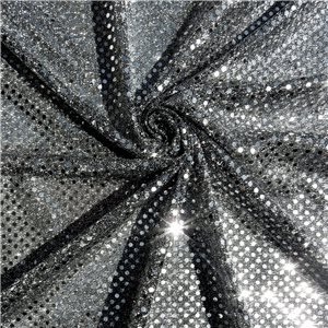 Luxe Stretch Confetti Sequin Dot Fabric Silver-Black 25 yard bolt