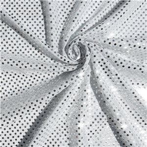 Luxe Stretch Confetti Sequin Dot Fabric Silver-Clear 25 yard bolt