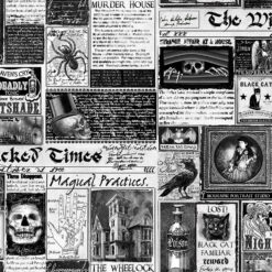 Timeless Treasures Fabric Wicked Time Newspaper CD1825 White 15 yard bolt