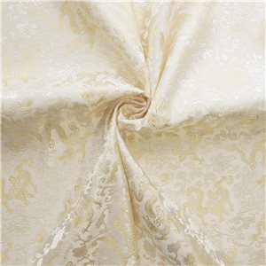 30" Silk Chinese Brocade Fabric Dragon & Flowers Ivory 15 yard bolt