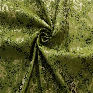 30" Silk Chinese Brocade Fabric Dragon & Flowers Olive 15 yard bolt