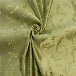 30" Silk Chinese Brocade Fabric Dragonfly Green Tea 15 yard bolt