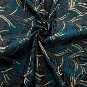 30" Silk Chinese Brocade Fabric Feathers Teal 15 yard bolt