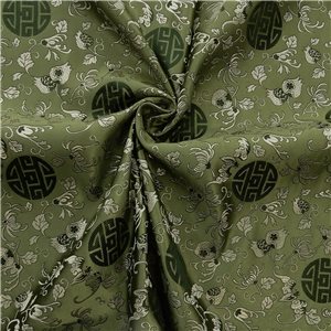 30" Silk Chinese Brocade Fabric Flowers & Shou Sage 15 yard bolt