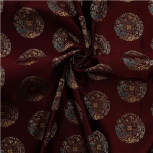 30" Silk Chinese Brocade Fabric Medallion Wine 15 yard bolt