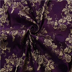 30" Silk Chinese Brocade Fabric Shou & Fu Floral Purple 15 yard bolt