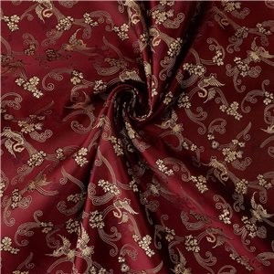 30" Silk Chinese Brocade Fabric Swan Blossom Wine 15 yard bolt