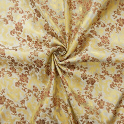 45" Chinese Brocade Fabric Dragon Flower Brown, by the yard