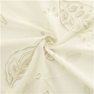 Wholesale Ennis Embroidered Faux Linen Fabric Ivory 50 yard roll