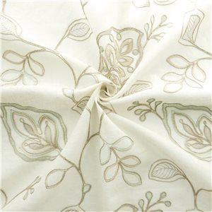 Wholesale Ennis Embroidered Faux Linen Fabric Sea Mist 50 yard roll