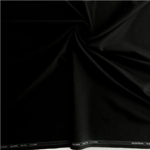 European Stretch 100s Wool Blend Gabardine Fabric Black, by the yard
