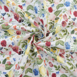Wholesale European Printed Linen Fabric Garden Multi 50 yard roll