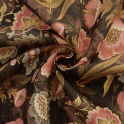 Wholesale European Printed Linen Fabric Victorian Floral 50 yard roll