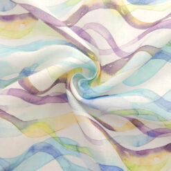 Wholesale European Printed Linen Fabric Waves Multi 50 yard roll