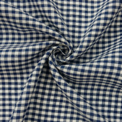 Wholesale European Linen Gingham Fabric Navy-White 50 yard roll