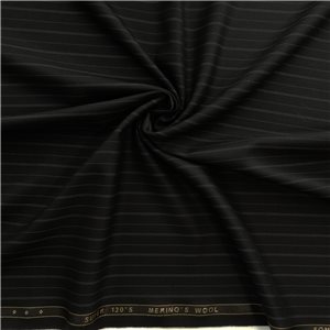 English Super 120's Merino Wool Fabric 40 Black, by the yard