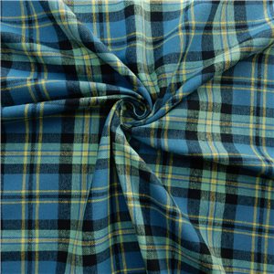 Wholesale Flannel Yarn Dyed Plaid Fabric Wayne Blue-Yellow 110 yard roll