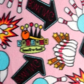 SALE Fleece Print Bowling Pink, by the yard