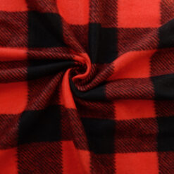 Fleece Print Kara Check Red-Black Swirl