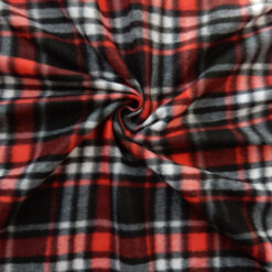 Fleece Print Marco Plaid Black Swirl