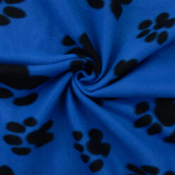 Fleece Print Fabric Dog Paws Royal Blue, by the yard