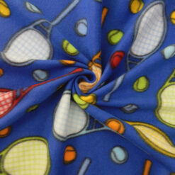 SALE Fleece Print Tennis Blue, by the yard