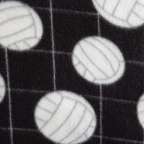 Sale Fleece Print Volleyball Black, 1 Yard Pre-Cut