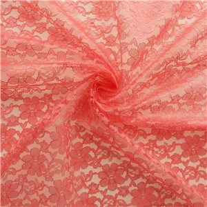 60" Floral Lace Fabric Coral, by the yard