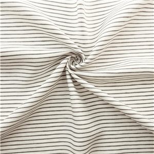 100% French Linen Stripe Fabric Cassis Smoke, by the yard