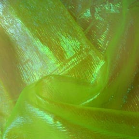 SALE Moonglow Iridescent Crinkle Organza Fabric Lime Squirt, by the yard
