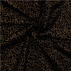 SALE Swirling Metallic Gold on Black Velvet Fabric 5435, by the yard