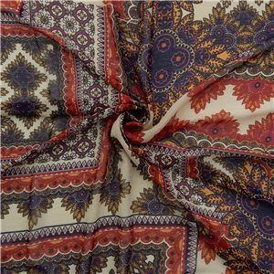SALE Yoryu Chiffon Damask Print 5480 Navy, by the yard