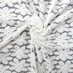 SALE Crochet Knit Re-Embroidered Lace Fabric 5920 White, by the yard