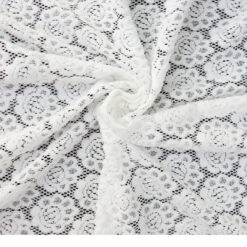SALE Crochet Knit Re-Embroidered Lace Fabric 5923 White, by the yard