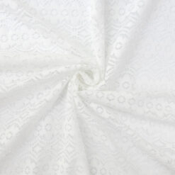SALE Stretch Geometric Lace Fabric 5921 White, by the yard