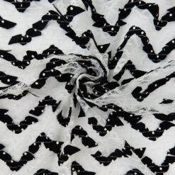 SALE Applique Floral Lace Fabric 6143 White-Black, by the yard