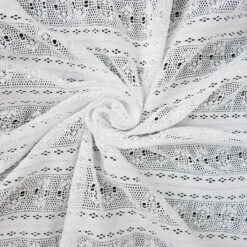 SALE Stripe Pucker Lace Fabric 6230 White, by the yard
