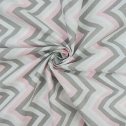 SALE Chevron Cotton Print Fabric 6305 Pink-Gray by the yard